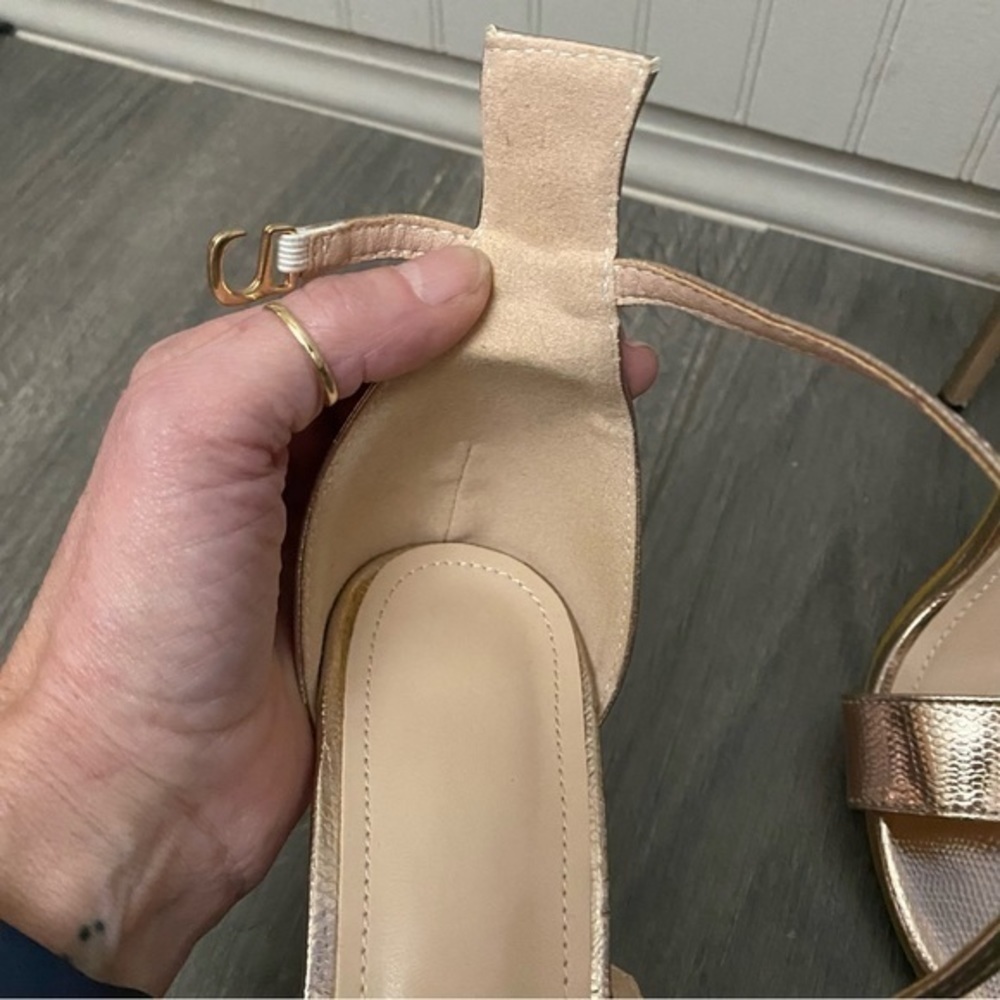 Rose Gold Strappy Stiletto Sandels - Picture 3 of 8